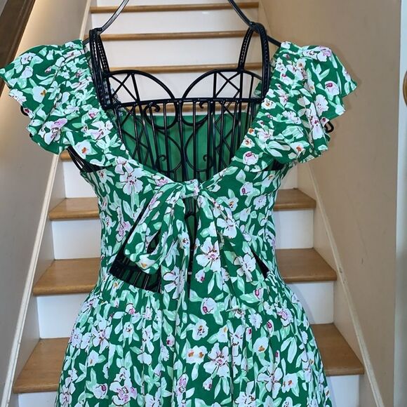 π€ππ€ DarlingβShe + Sky Green Floral Maxi Back Bow Dress π€ππ€ - Picture 6 of 13